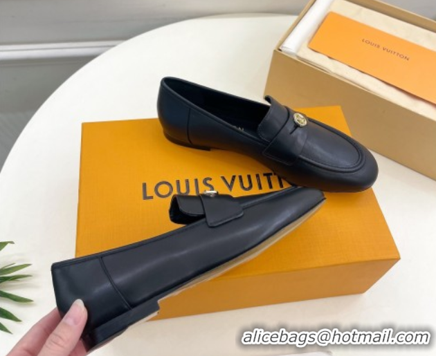 Durable Louis Vuitton Soho Flat Loafers in Lambskin Black 0222035