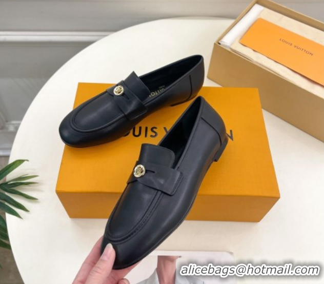 Durable Louis Vuitton Soho Flat Loafers in Lambskin Black 0222035