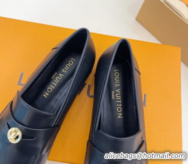 Durable Louis Vuitton Soho Flat Loafers in Lambskin Black 0222035