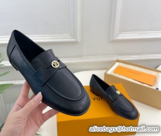 Durable Louis Vuitton Soho Flat Loafers in Lambskin Black 0222035