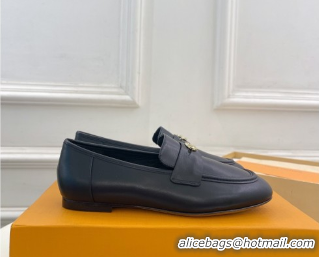 Durable Louis Vuitton Soho Flat Loafers in Lambskin Black 0222035