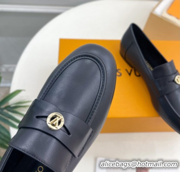 Durable Louis Vuitton Soho Flat Loafers in Lambskin Black 0222035