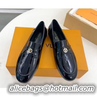 Hot Style Louis Vuitton Soho Flat Loafers in Patent Leather Black 0222036