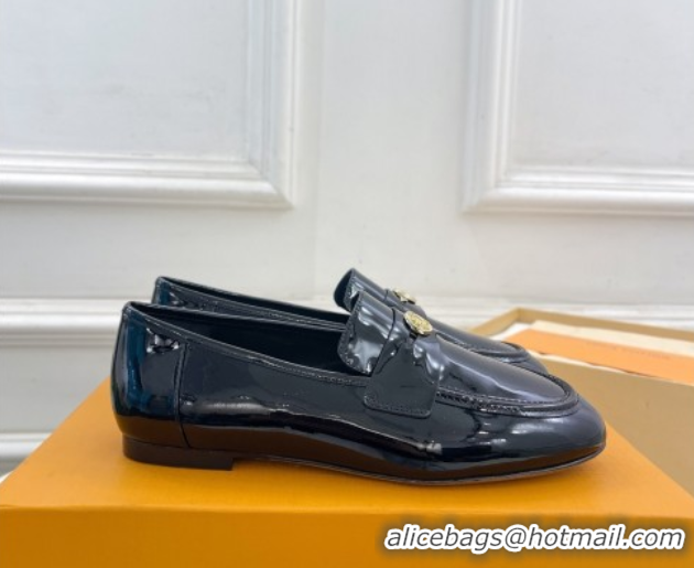 Hot Style Louis Vuitton Soho Flat Loafers in Patent Leather Black 0222036