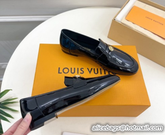 Hot Style Louis Vuitton Soho Flat Loafers in Patent Leather Black 0222036