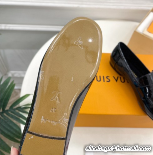 Hot Style Louis Vuitton Soho Flat Loafers in Patent Leather Black 0222036