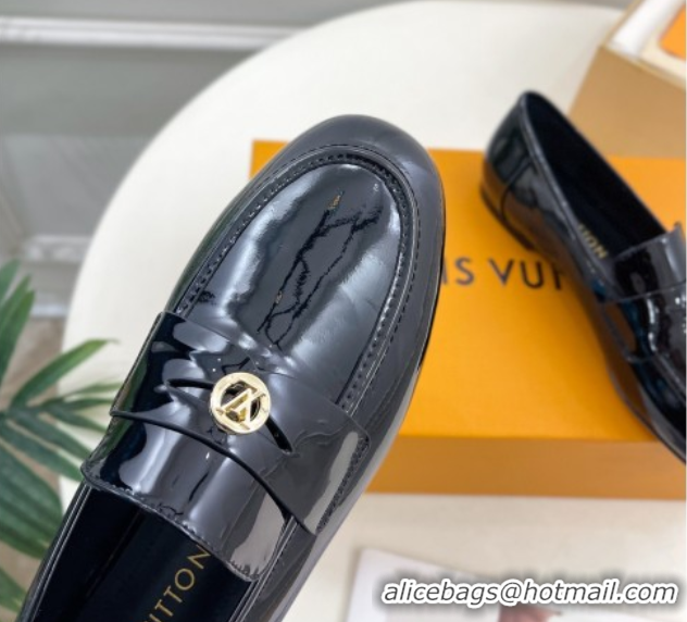 Hot Style Louis Vuitton Soho Flat Loafers in Patent Leather Black 0222036