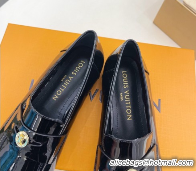 Hot Style Louis Vuitton Soho Flat Loafers in Patent Leather Black 0222036