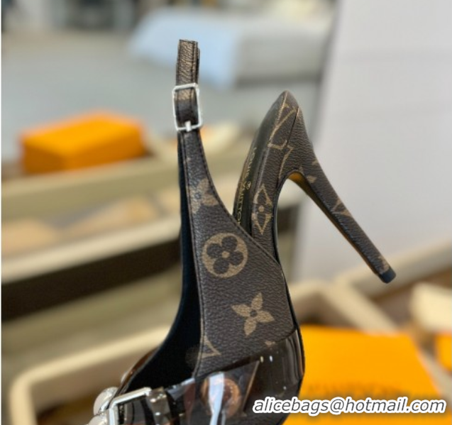 Trendy Design Louis Vuitton Monogram Canvas Slingback Pumps 9.5cm with Studs 0222047