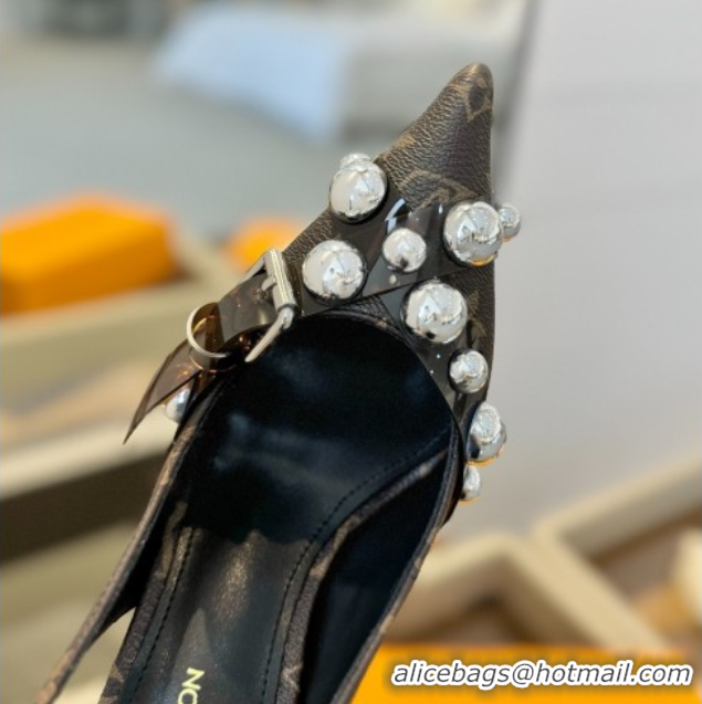 Trendy Design Louis Vuitton Monogram Canvas Slingback Pumps 9.5cm with Studs 0222047