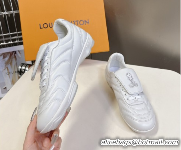 Perfect Louis Vuitton LV Footprint Soccer Sneakers in Calf Leather White 0222051