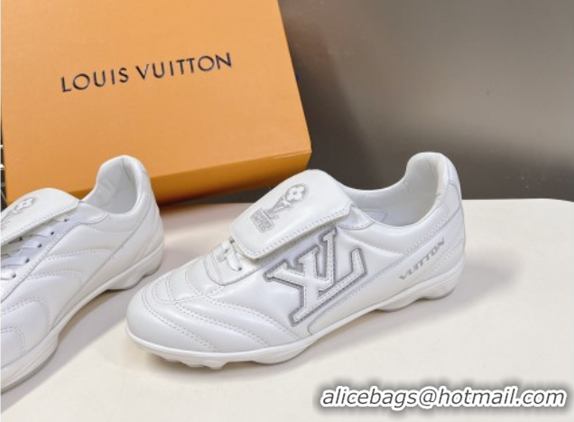 Perfect Louis Vuitton LV Footprint Soccer Sneakers in Calf Leather White 0222051
