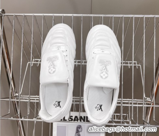 Perfect Louis Vuitton LV Footprint Soccer Sneakers in Calf Leather White 0222051