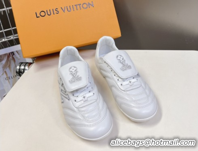 Perfect Louis Vuitton LV Footprint Soccer Sneakers in Calf Leather White 0222051