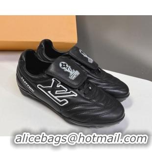 Pretty Style Louis Vuitton LV Footprint Soccer Sneakers in Calf Leather Black 0222052