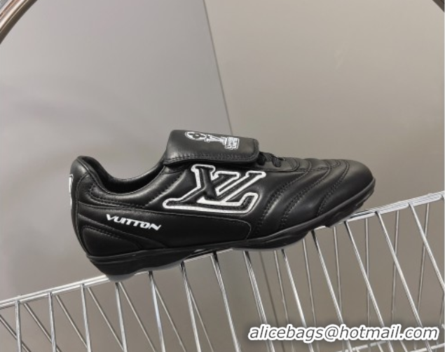 Pretty Style Louis Vuitton LV Footprint Soccer Sneakers in Calf Leather Black 0222052