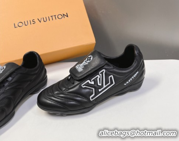 Pretty Style Louis Vuitton LV Footprint Soccer Sneakers in Calf Leather Black 0222052