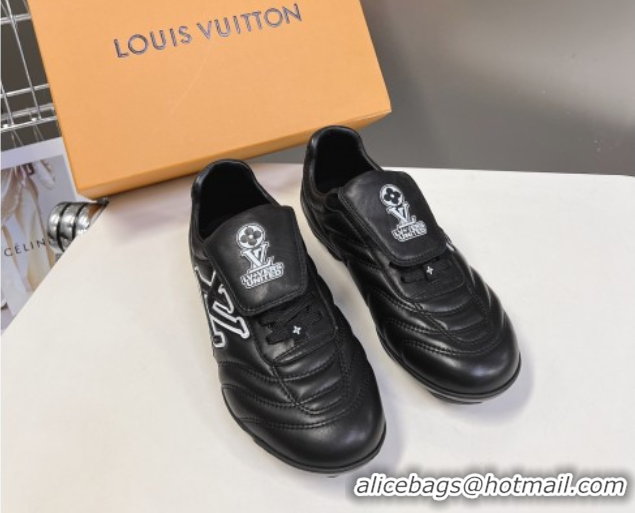 Pretty Style Louis Vuitton LV Footprint Soccer Sneakers in Calf Leather Black 0222052