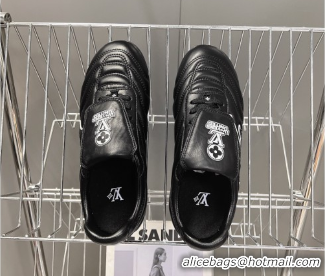 Pretty Style Louis Vuitton LV Footprint Soccer Sneakers in Calf Leather Black 0222052