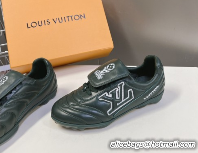 Grade Quality Louis Vuitton LV Footprint Soccer Sneakers in Calf Leather Green 0222053