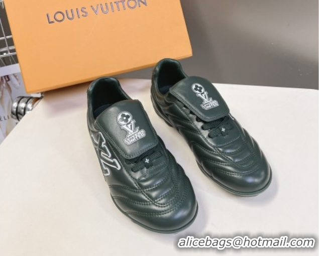 Grade Quality Louis Vuitton LV Footprint Soccer Sneakers in Calf Leather Green 0222053