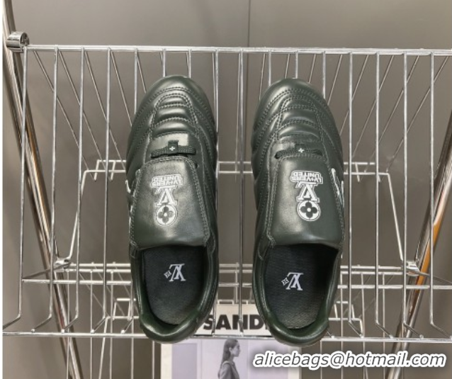 Grade Quality Louis Vuitton LV Footprint Soccer Sneakers in Calf Leather Green 0222053