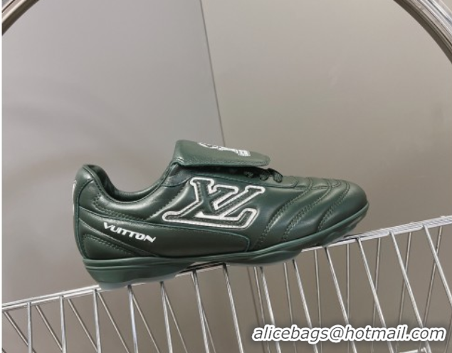 Grade Quality Louis Vuitton LV Footprint Soccer Sneakers in Calf Leather Green 0222053