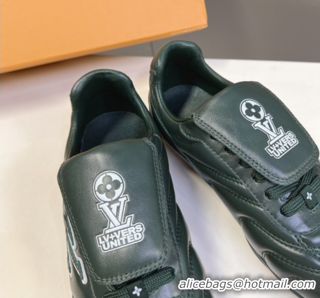 Grade Quality Louis Vuitton LV Footprint Soccer Sneakers in Calf Leather Green 0222053