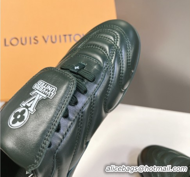 Grade Quality Louis Vuitton LV Footprint Soccer Sneakers in Calf Leather Green 0222053