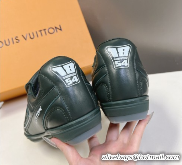 Grade Quality Louis Vuitton LV Footprint Soccer Sneakers in Calf Leather Green 0222053