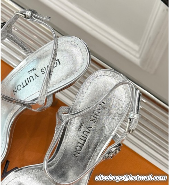 Shop Cheap Louis Vuitton 6AM Heel Sandals 9.5cm in Calf Leather Silver 0222056