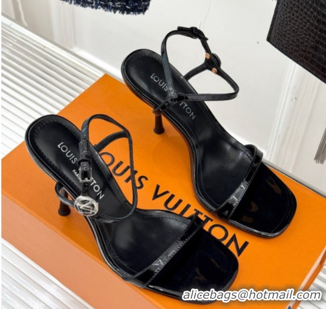 Classic Hot Louis Vuitton 6AM Heel Sandals 9.5cm in Calf Leather Black 0222057