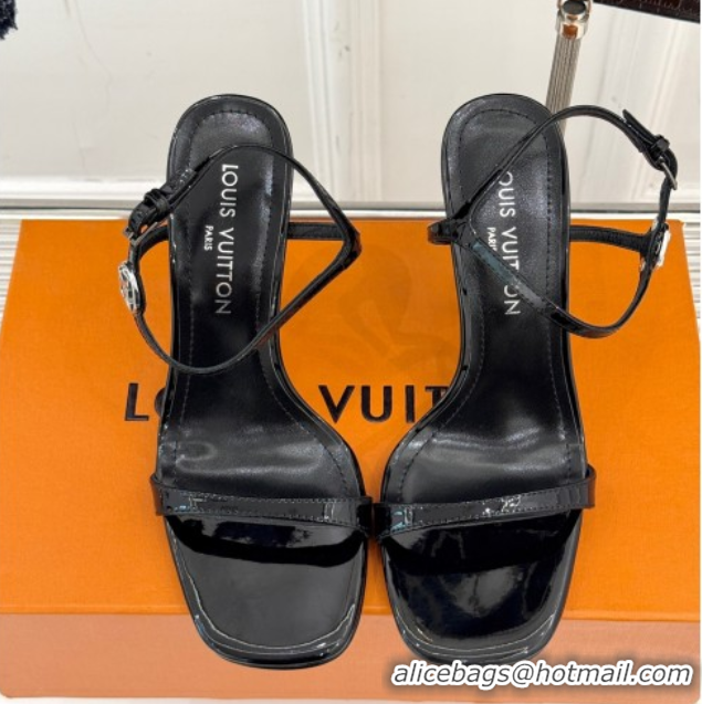 Classic Hot Louis Vuitton 6AM Heel Sandals 9.5cm in Calf Leather Black 0222057
