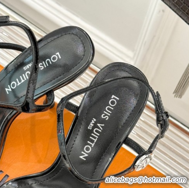 Classic Hot Louis Vuitton 6AM Heel Sandals 9.5cm in Calf Leather Black 0222057