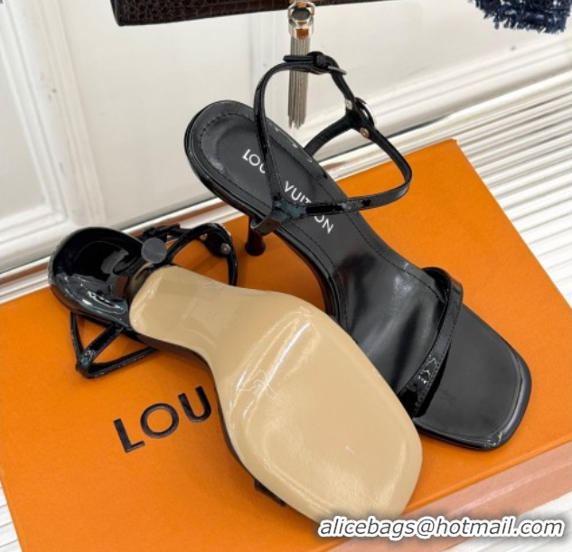 Classic Hot Louis Vuitton 6AM Heel Sandals 9.5cm in Calf Leather Black 0222057