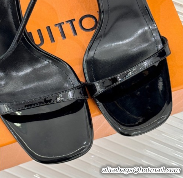 Classic Hot Louis Vuitton 6AM Heel Sandals 9.5cm in Calf Leather Black 0222057