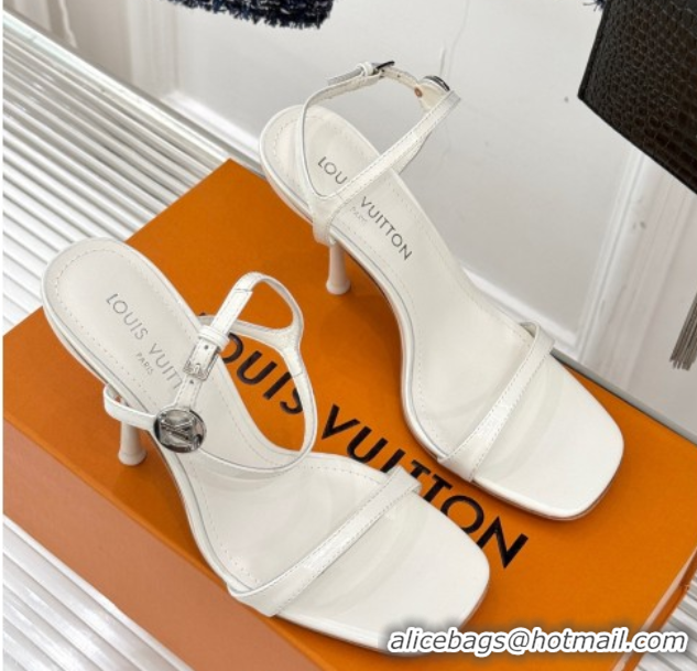 Stylish Louis Vuitton 6AM Heel Sandals 9.5cm in Calf Leather White 0222058