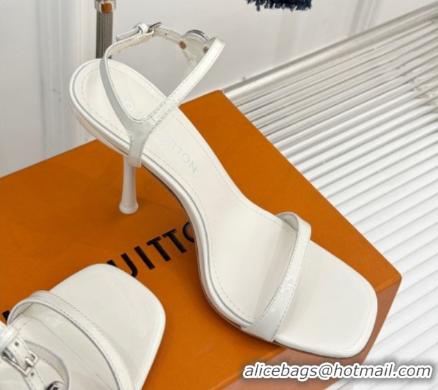Stylish Louis Vuitton 6AM Heel Sandals 9.5cm in Calf Leather White 0222058