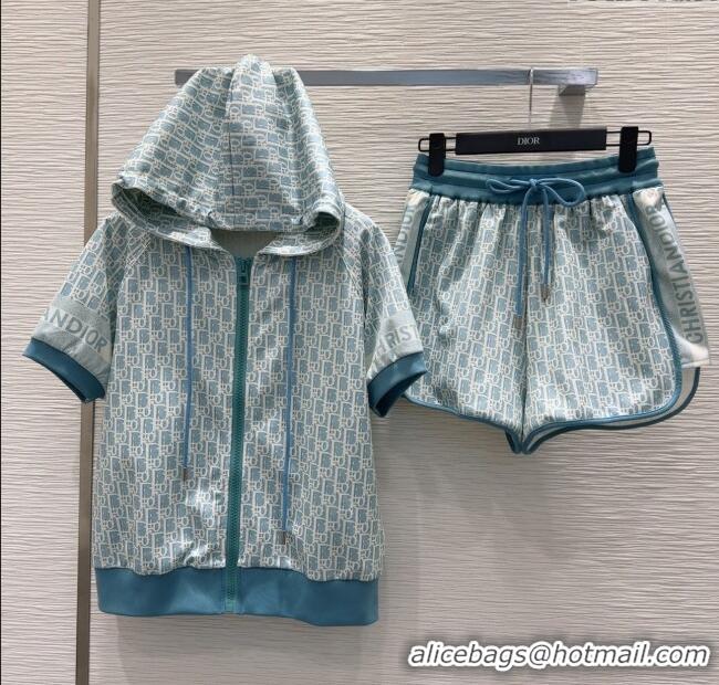 Affordable Price Dior Oblique Jacket and Shorts Set 0515 Blue 2025