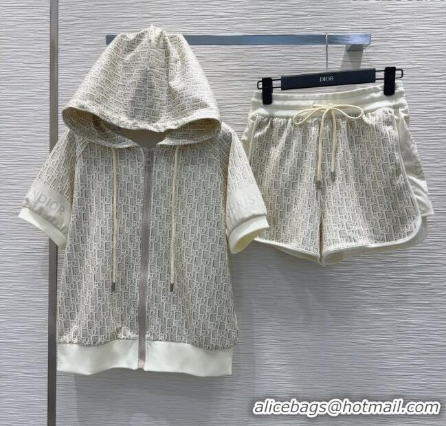 New Fashion Dior Oblique Jacket and Shorts Set 0515 Beige 2025