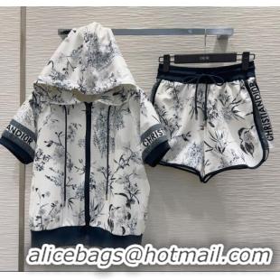 Luxury Discount Dior Printed Jacket and Shorts Set 0515 White 2025