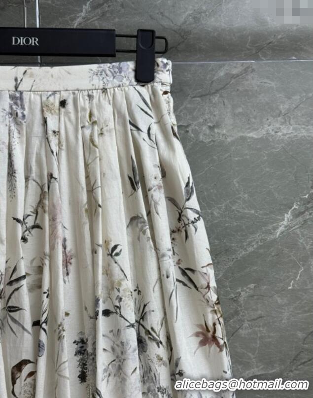 Top Quality Dior Printed Cotton Skirt 527001 White 2025