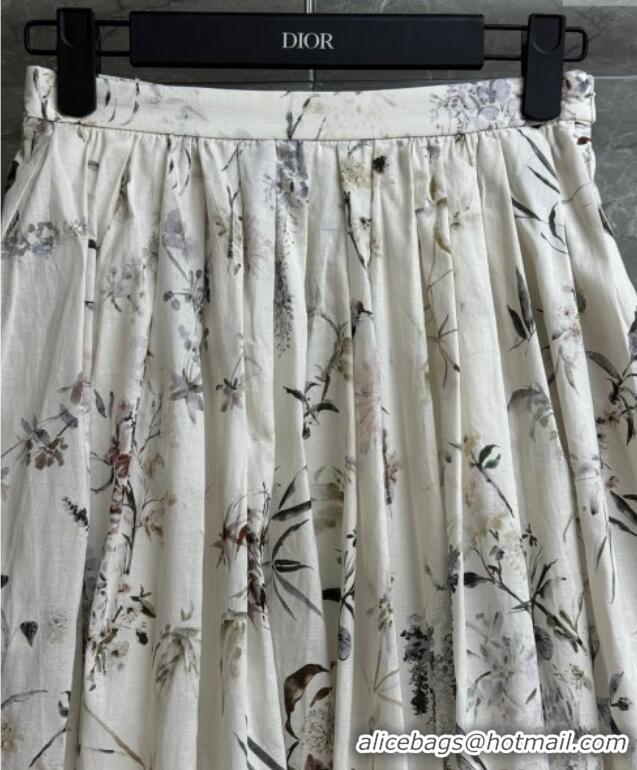 Top Quality Dior Printed Cotton Skirt 527001 White 2025