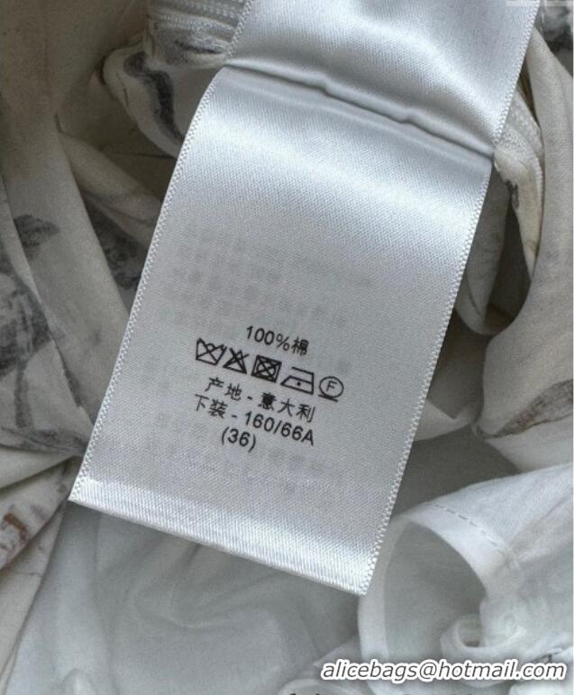 Top Quality Dior Printed Cotton Skirt 527001 White 2025