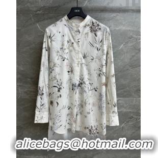 New Design Dior Printed Cotton Shirt 527001 White 2025