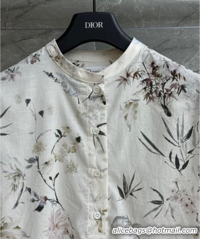New Design Dior Printed Cotton Shirt 527001 White 2025