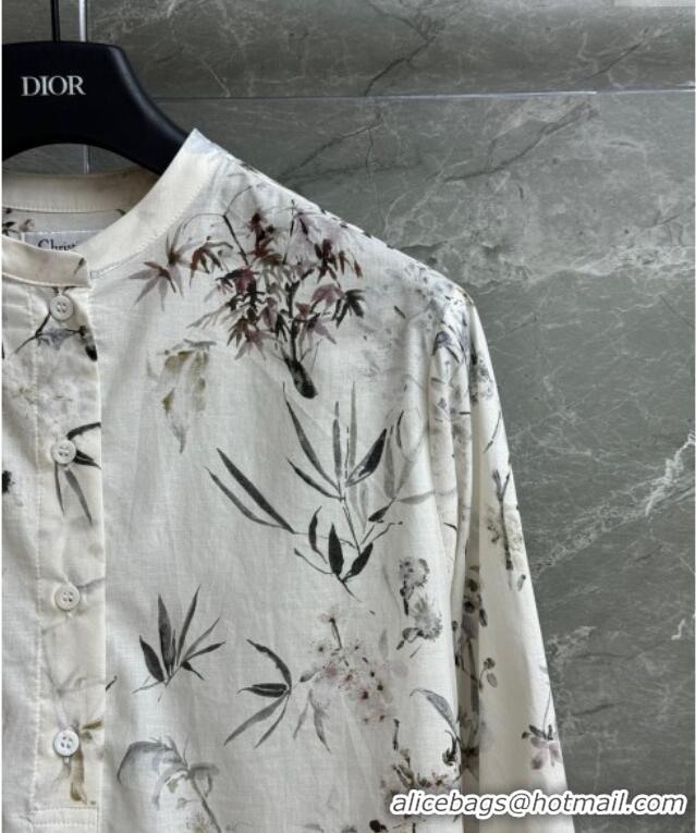 New Design Dior Printed Cotton Shirt 527001 White 2025