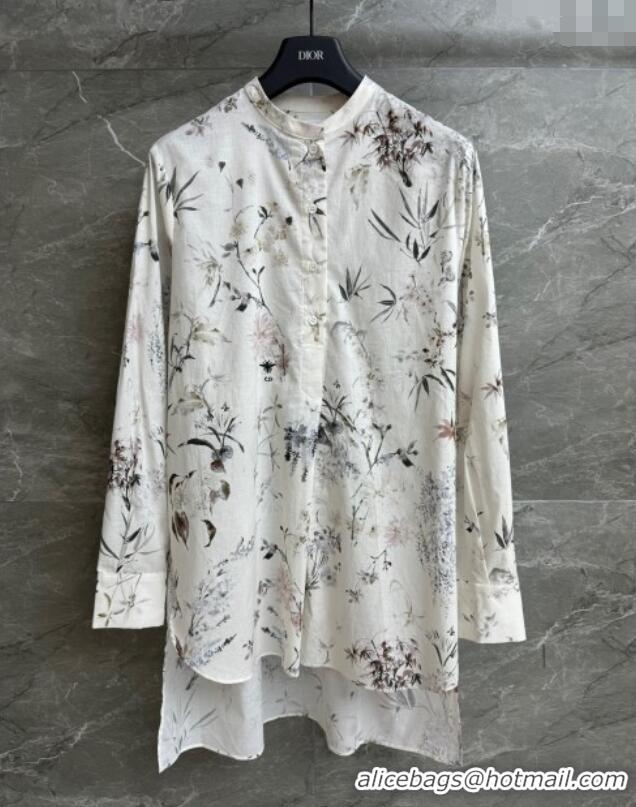 New Design Dior Printed Cotton Shirt 527001 White 2025