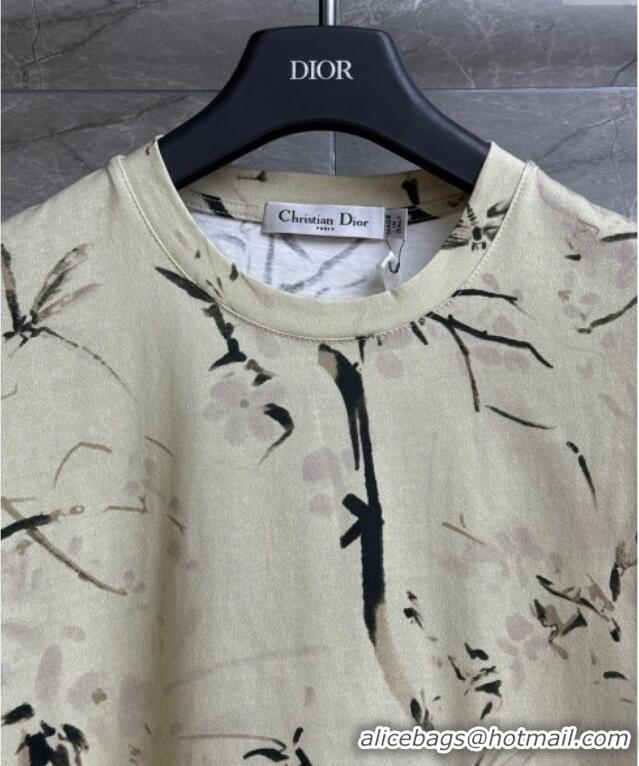 Top Grade Dior Printed Cotton T-Shirt 527003 Light Beige 2025