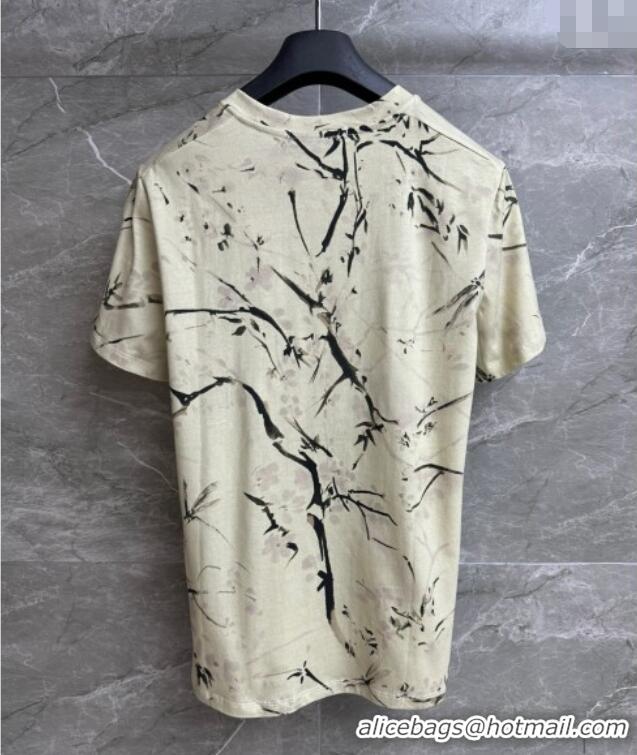 Top Grade Dior Printed Cotton T-Shirt 527003 Light Beige 2025